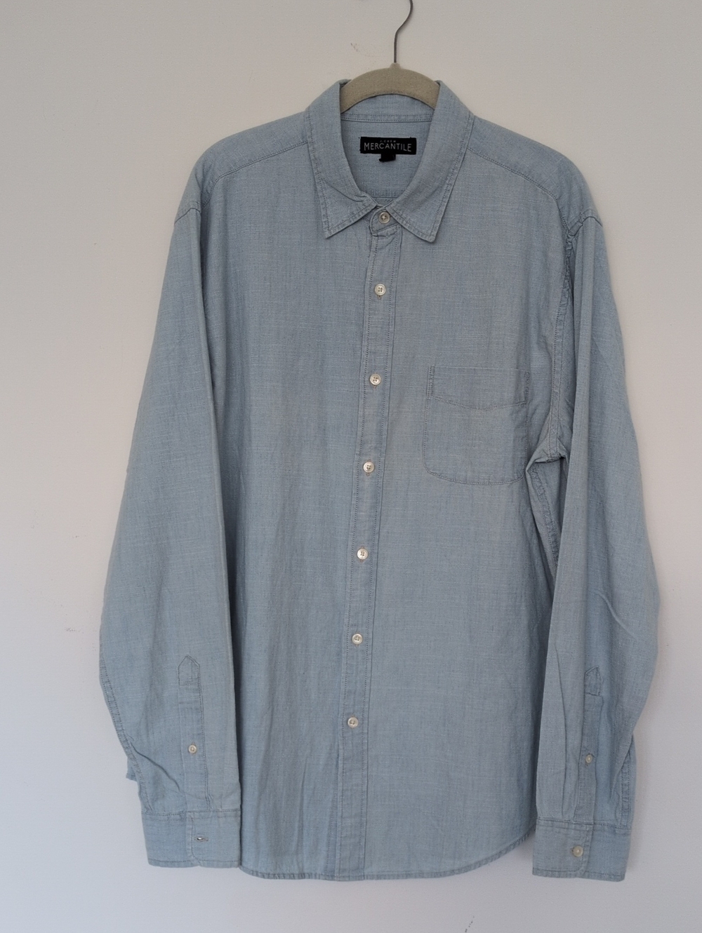 J Crew Mercantile Chambray Shirt In Light Wash
